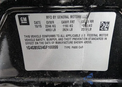 2016 Buick Lacrosse Leather z USA, uszkodzony, nr VIN 1G4GB5G34GF166899